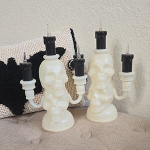 Skull Candle Holder Set - Black and Cream, Target Hyde & Eeks, NWT